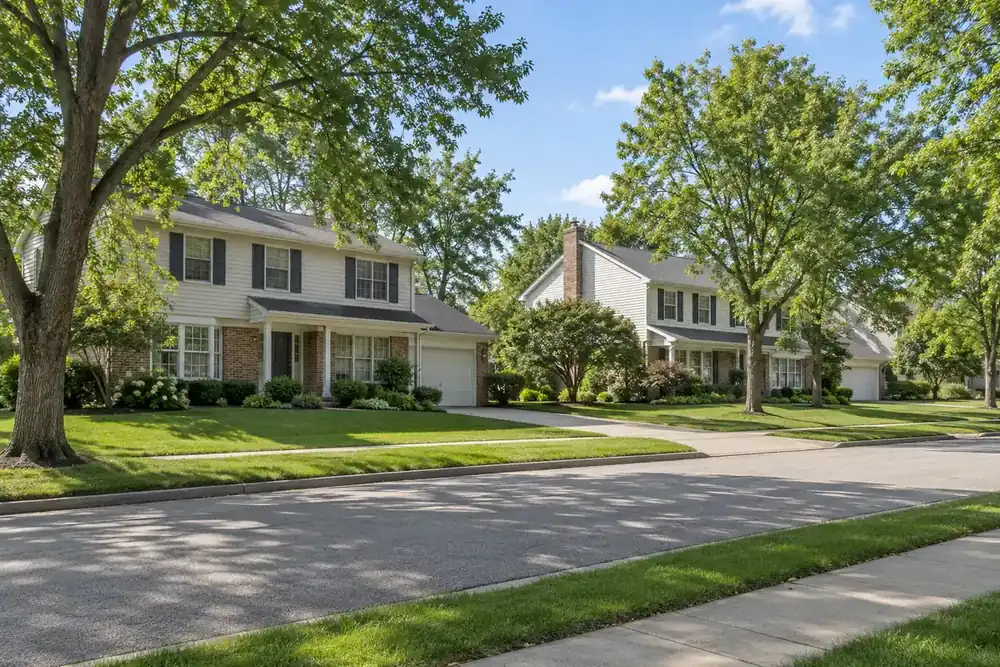 Illustration of a typical residential street in the Barrington, IL area