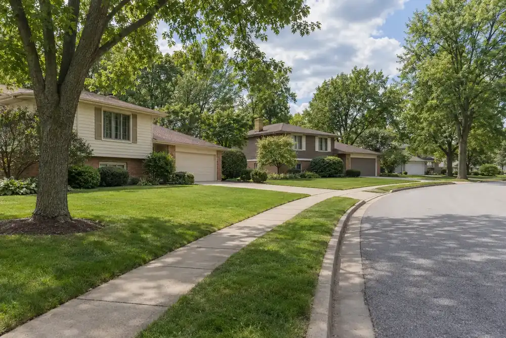 Illustration of a typical residential street in the Bartlett, IL area