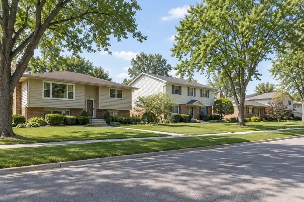 Illustration of a typical residential street in the Bloomingdale, IL area