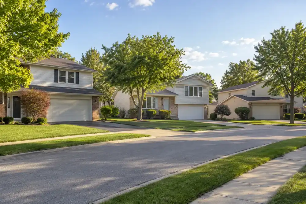 Illustration of a typical residential street in the Bolingbrook, IL area