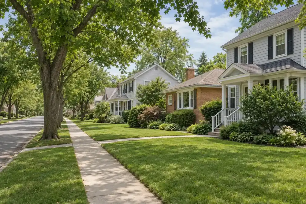 Illustration of a typical residential street in the Brookfield, IL area