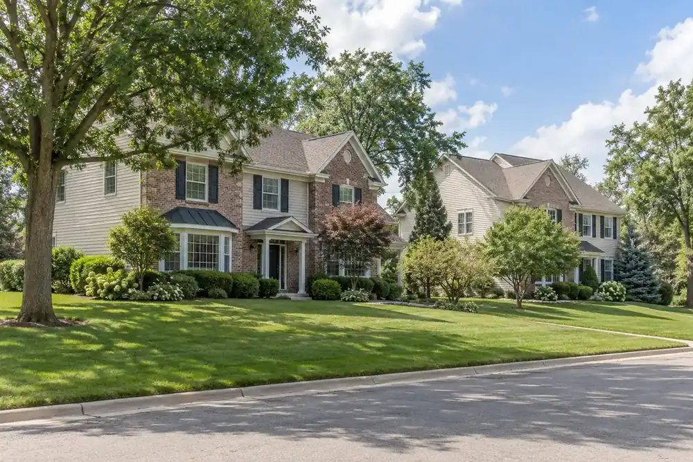 Illustration of a typical residential street in the Burr Ridge, IL area
