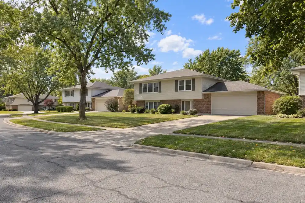 Illustration of a typical residential street in the Darien, IL area