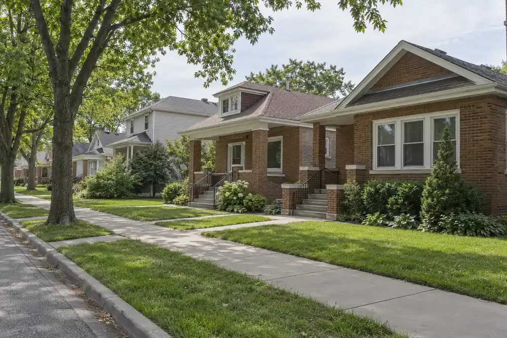 Illustration of a typical residential street in the Forest Park, IL area