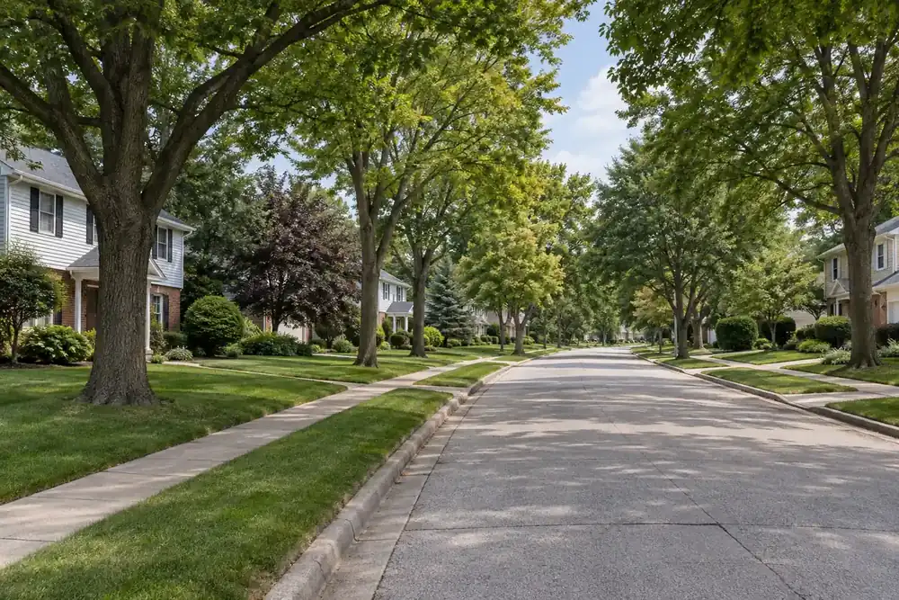 Illustration of a typical residential street in the Glen Ellyn, IL area