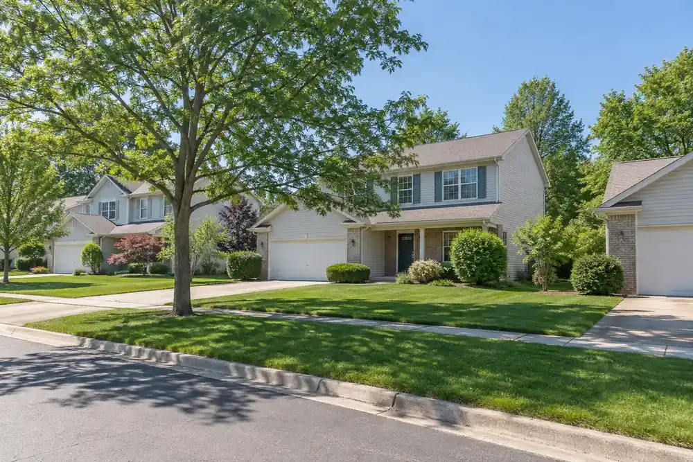 Illustration of a typical residential street in the Grayslake, IL area