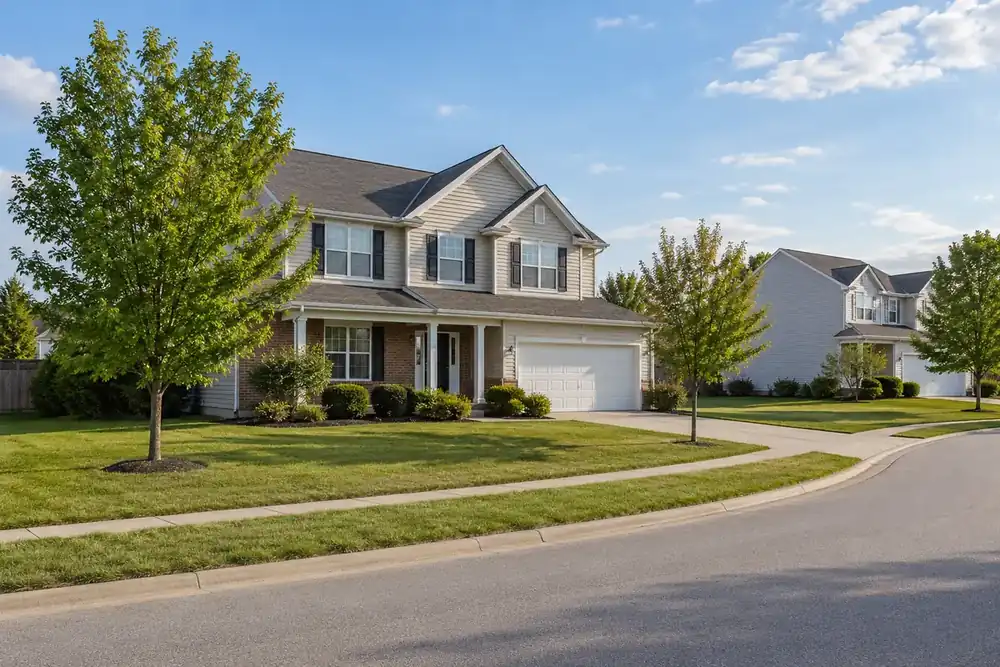 Illustration of a typical residential street in the Huntley, IL area
