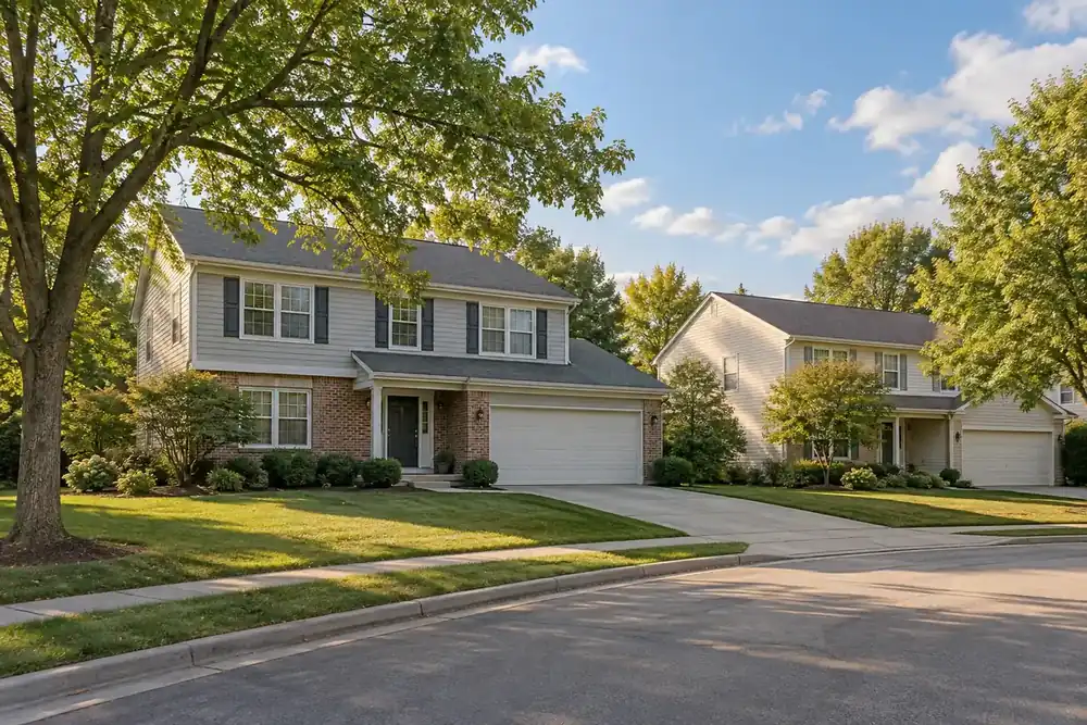 Illustration of a typical residential street in the Libertyville, IL area