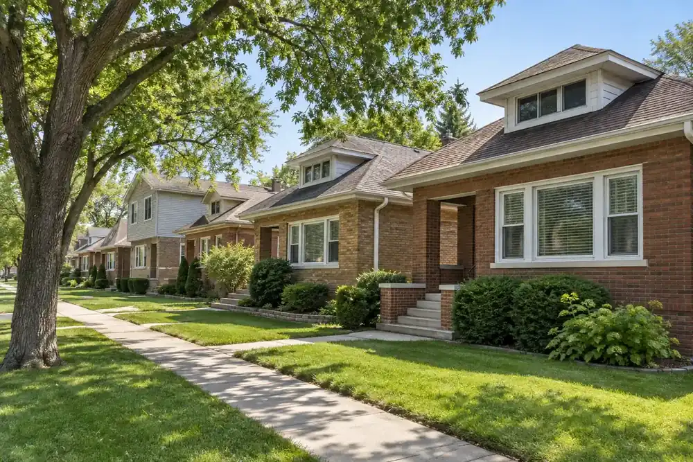 Illustration of a typical residential street in the Melrose Park, IL area