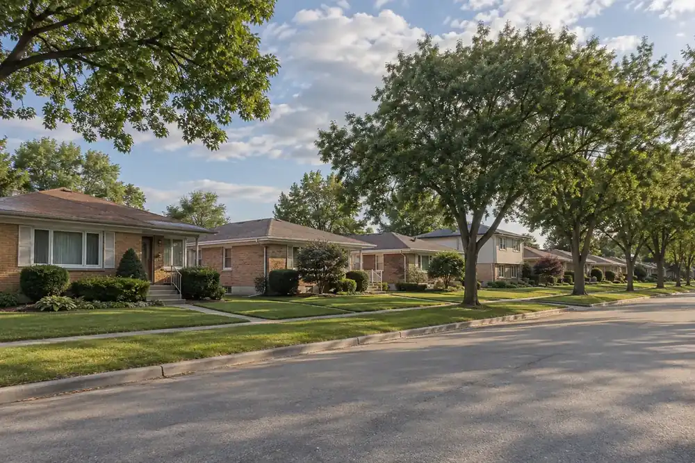 Illustration of a typical residential street in the Norridge, IL area