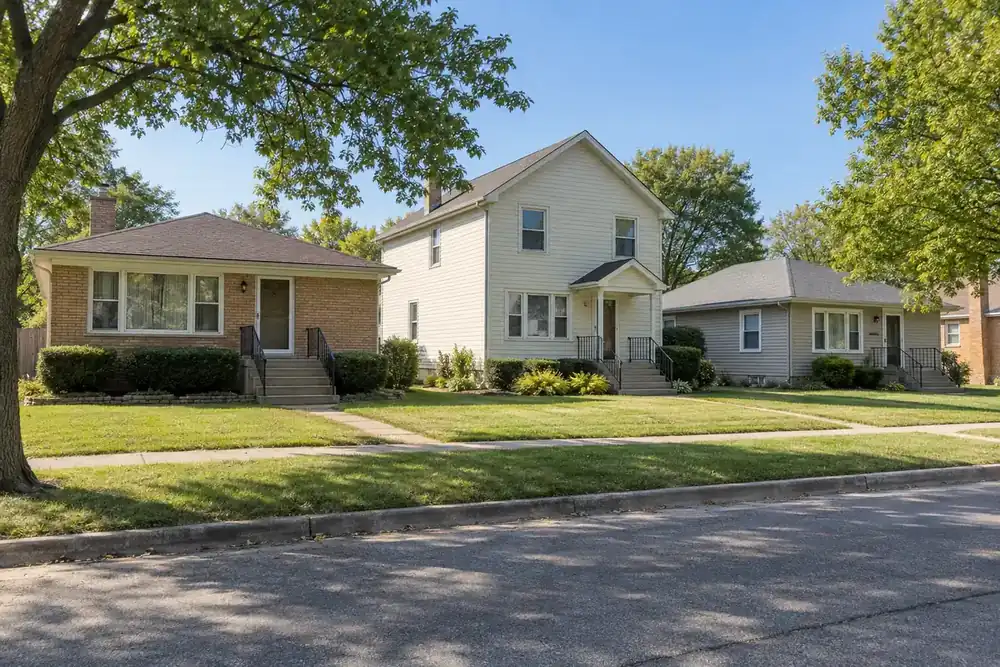 Illustration of a typical residential street in the North Chicago, IL area