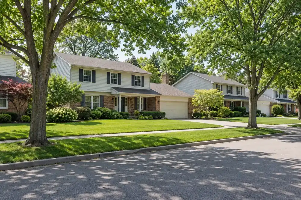 Illustration of a typical residential street in the Northbrook, IL area