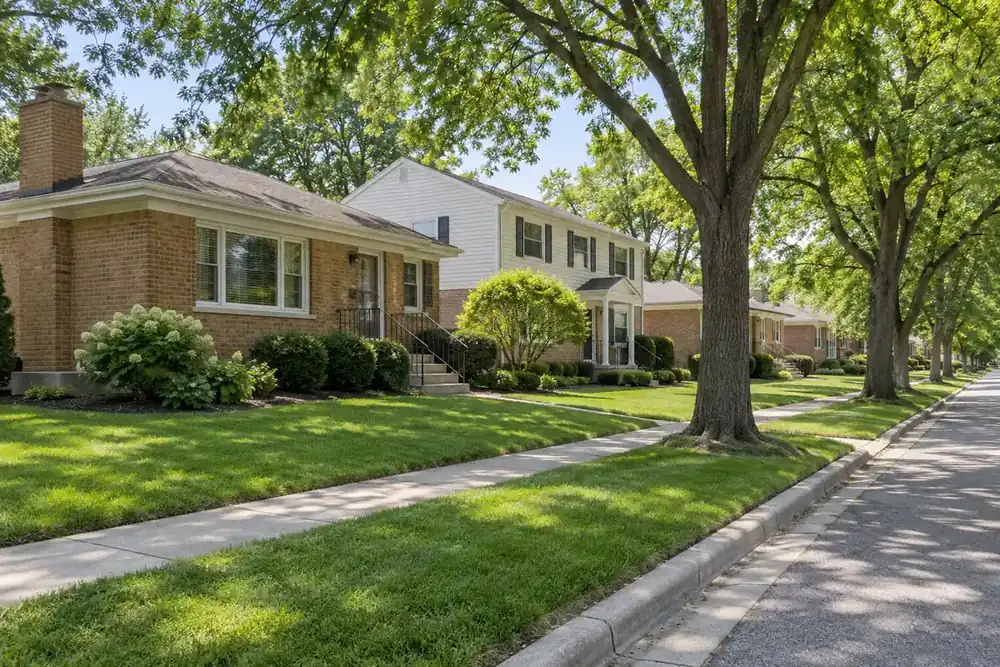 Illustration of a typical residential street in the Park Ridge, IL area