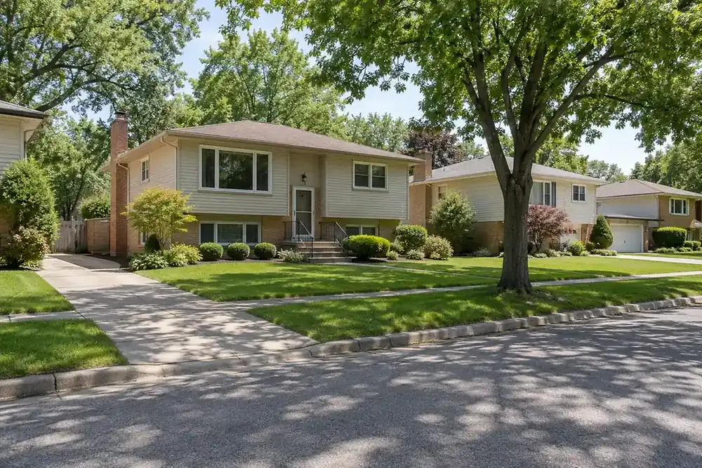 Illustration of a typical residential street in the Prospect Heights, IL area