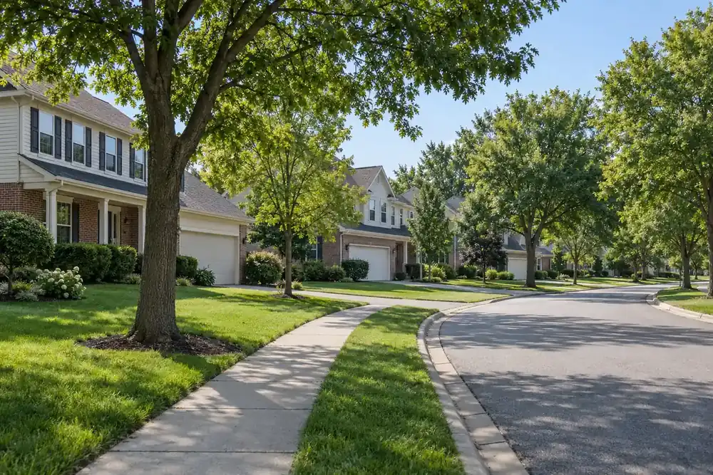 Illustration of a typical residential street in the St. Charles area