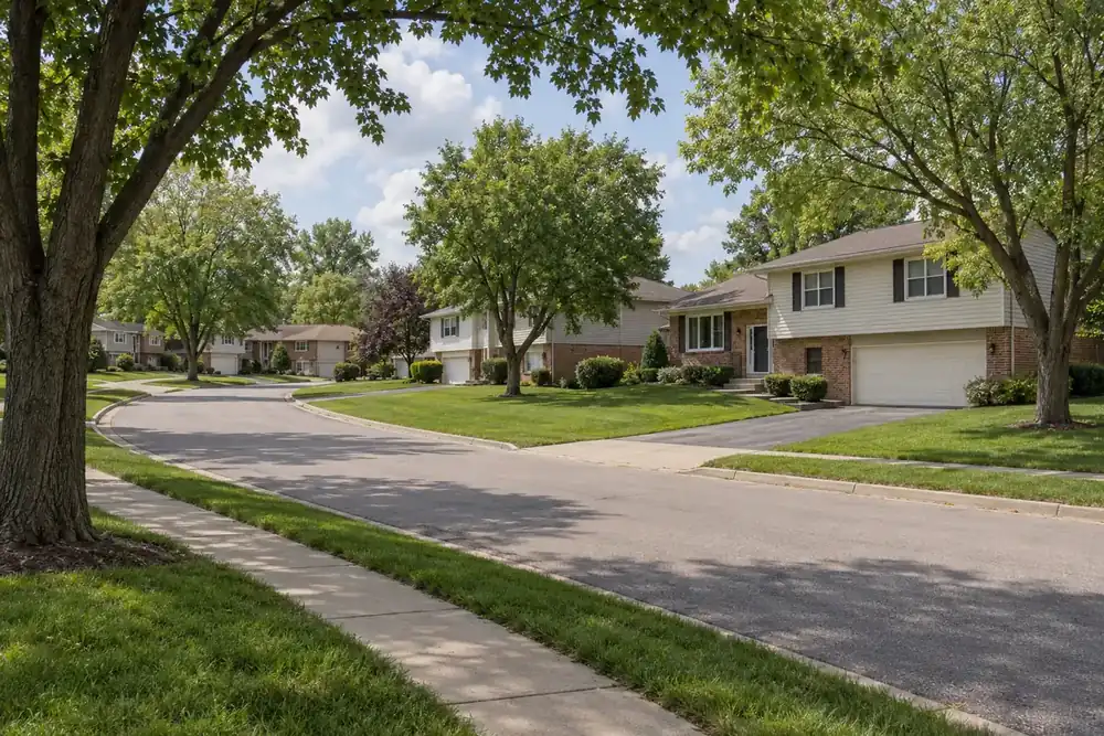 Illustration of a typical residential street in the Streamwood, IL area