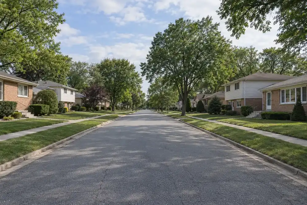 Illustration of a typical residential street in the Summit, IL area