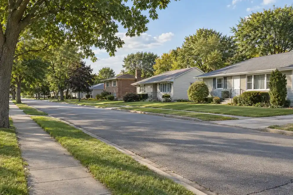 Illustration of a typical residential street in the Waukegan, IL area