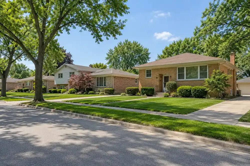 Illustration of a typical residential street in the Westchester, IL area