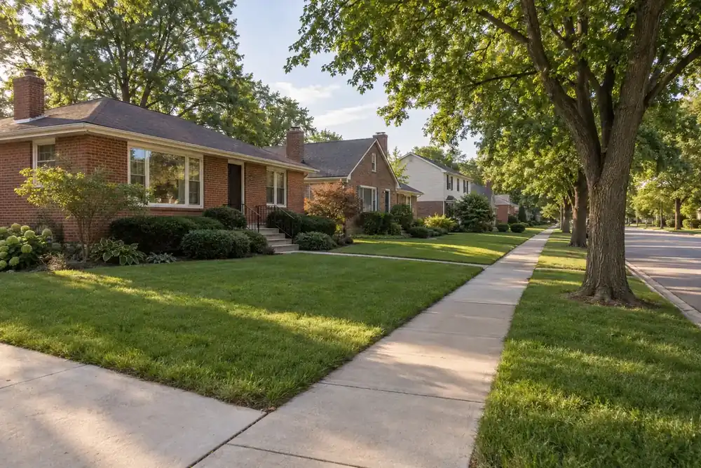 Illustration of a typical residential street in the Western Springs, IL area