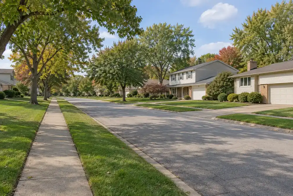 Illustration of a typical residential street in the Winfield, IL area