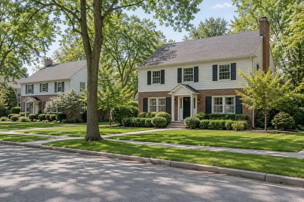 Illustration of a typical residential street in the Winnetka, IL area