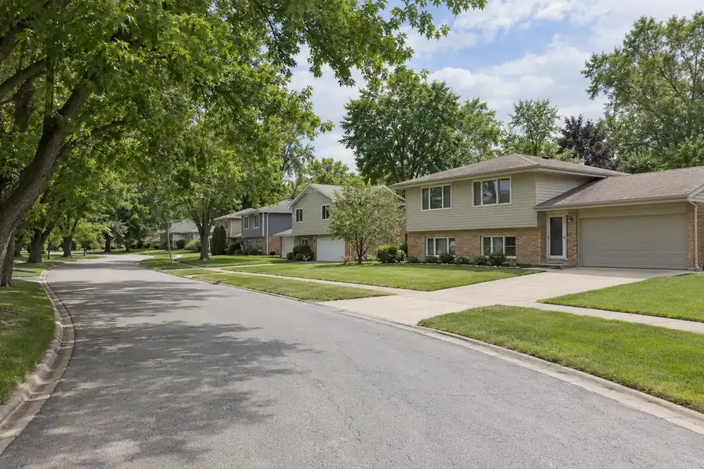 Illustration of a typical residential street in the Woodridge, IL area